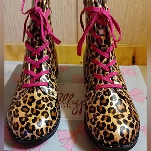 Jellypop Girls Leopard Print Boots With Pink Ties-NIB, Size 5M